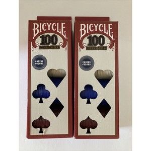Lot of 2 New Sealed Bicycle Poker Chips Color Per Box 50 Ivory 25 Red 25 Blue